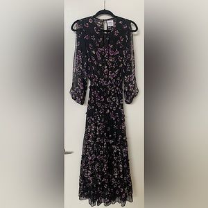 MISA dress in black with floral detail, size 6